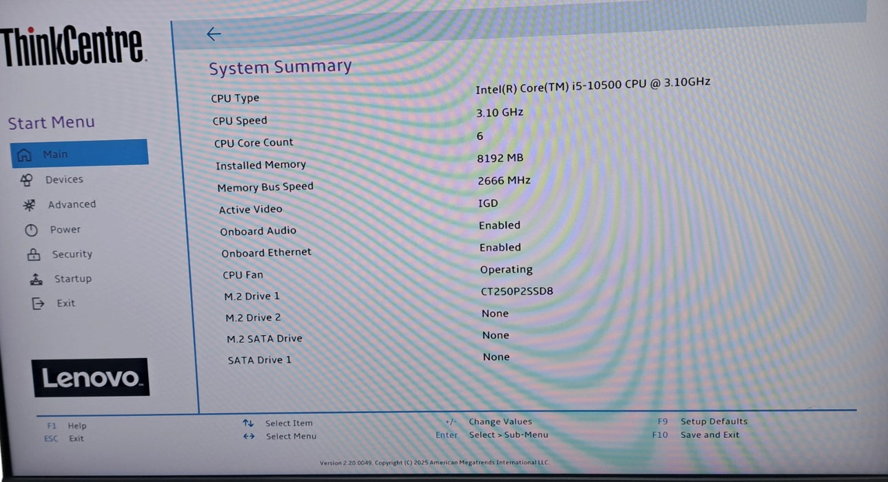 Lenovo ThinkCentre M90q Tiny - i5-10500 8GB RAM 250GB NVMe SSD