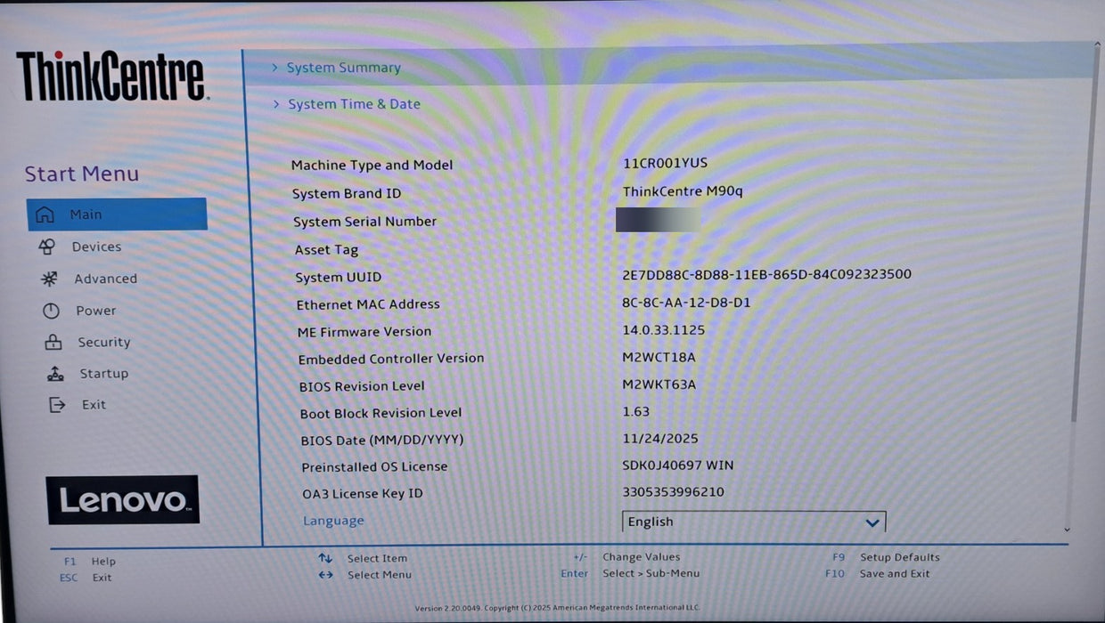 Lenovo ThinkCentre M90q Tiny - i5-10500 8GB RAM 250GB NVMe SSD