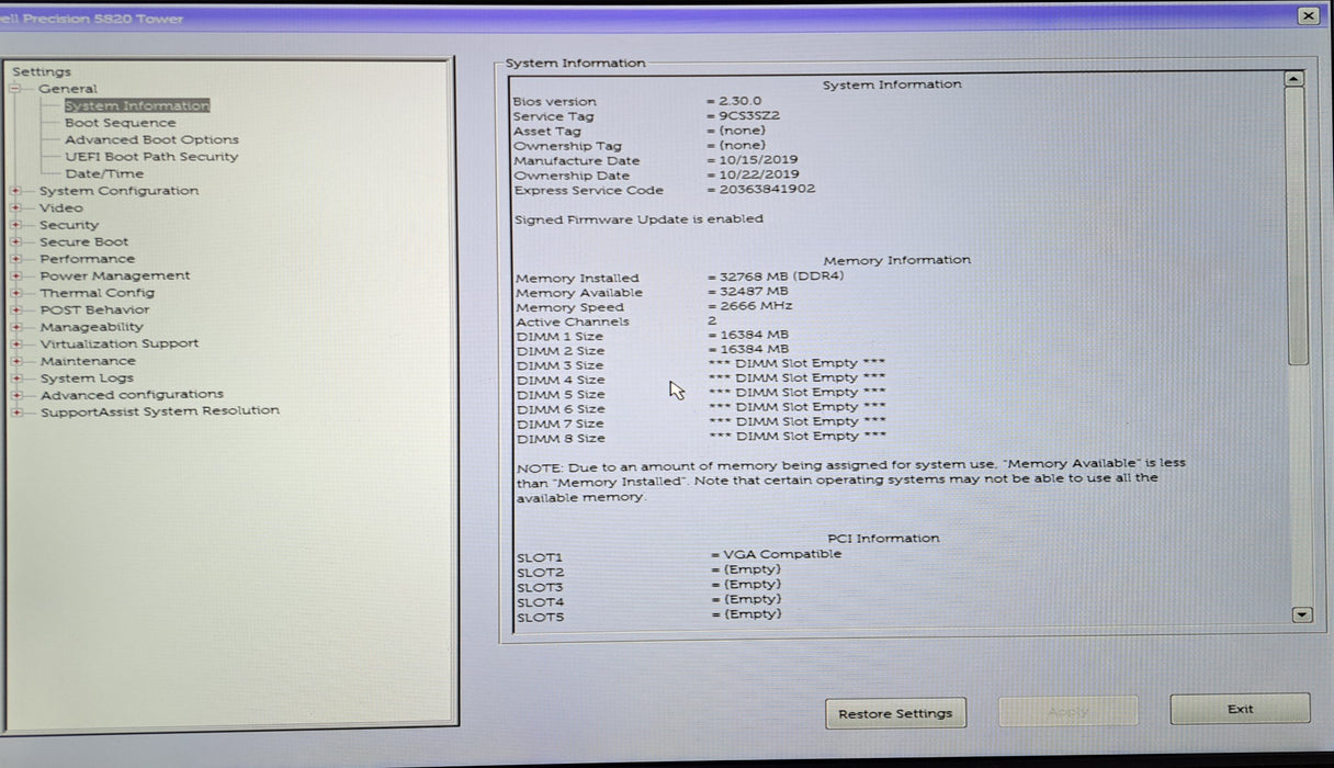 Dell Precision 5820 Tower | Xeon W-2125 @4.00GHz 32GB DDR4 No HDD No GPU 950W