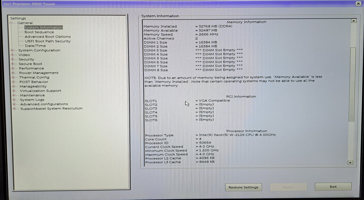 Dell Precision 5820 Tower | Xeon W-2125 @4.00GHz 32GB DDR4 No HDD No GPU 950W