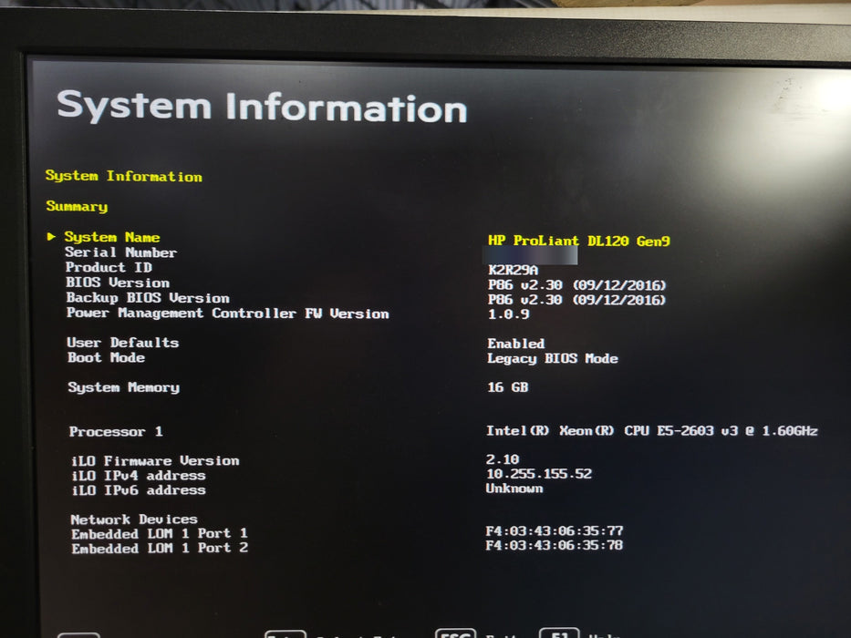 HPE ProLiant DL120 Gen9 8x SFF - Xeon E5-2603 v3 16GB RAM 2x 500W/900W PSU