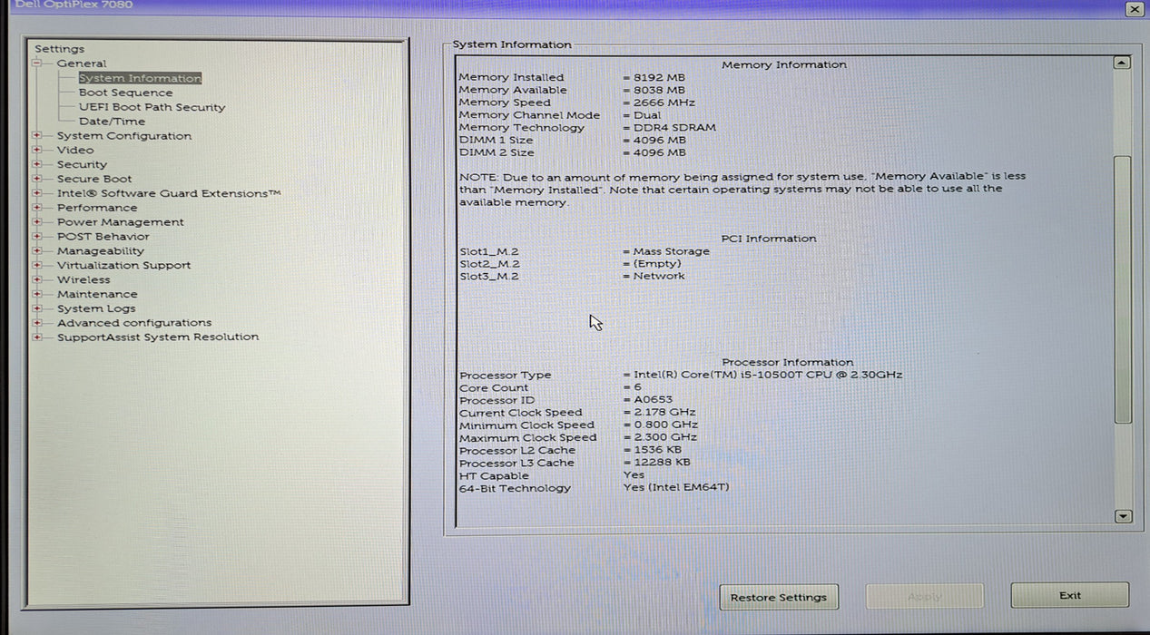 Dell OptiPlex 7080 Micro - Intel Core i5-10500T 8GB RAM 256GB NVMe Wi-Fi *READ