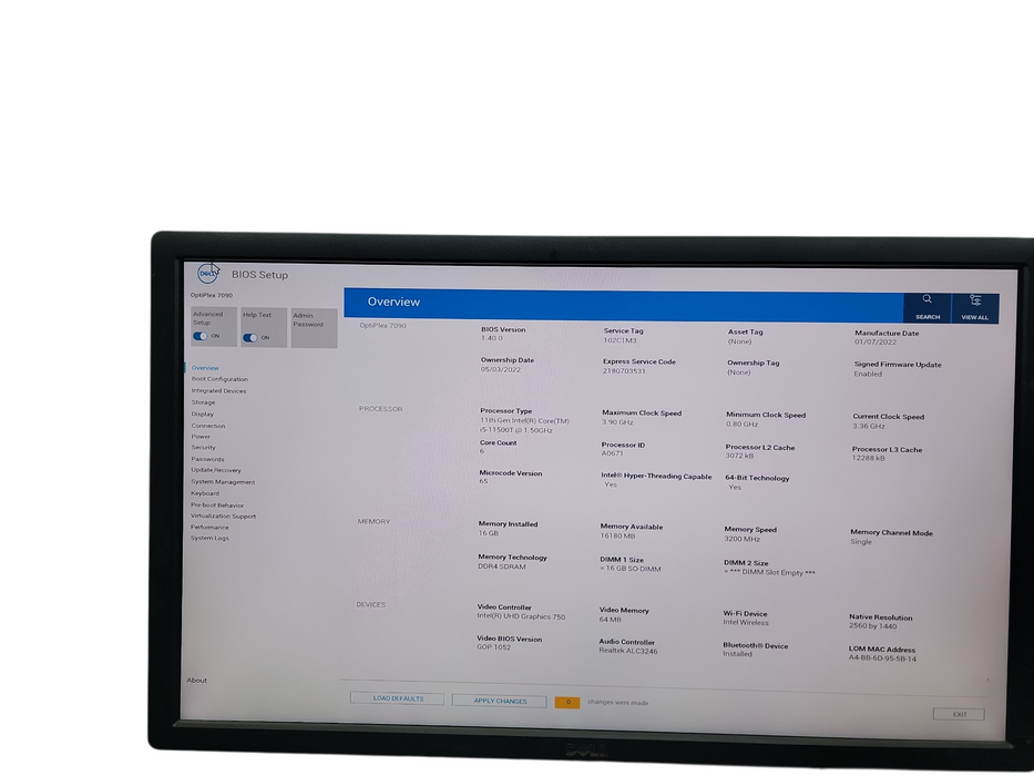 Dell Optiplex 7090 Micro 11th Gen i5 - 11500T @ 1.50GHz 16GB DDR4 Ram No HDD