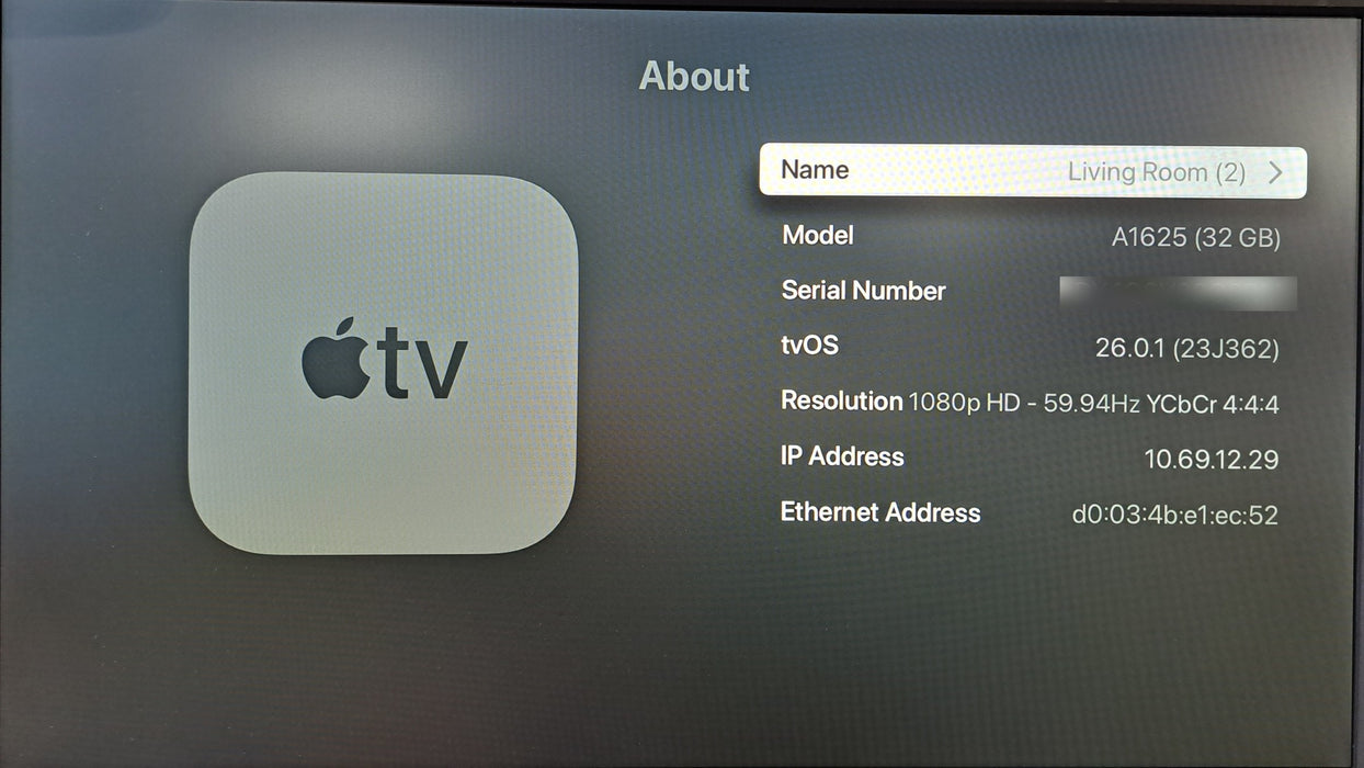 Apple TV A1625 32GB 1080P HD Media Streamer (Unit Only)