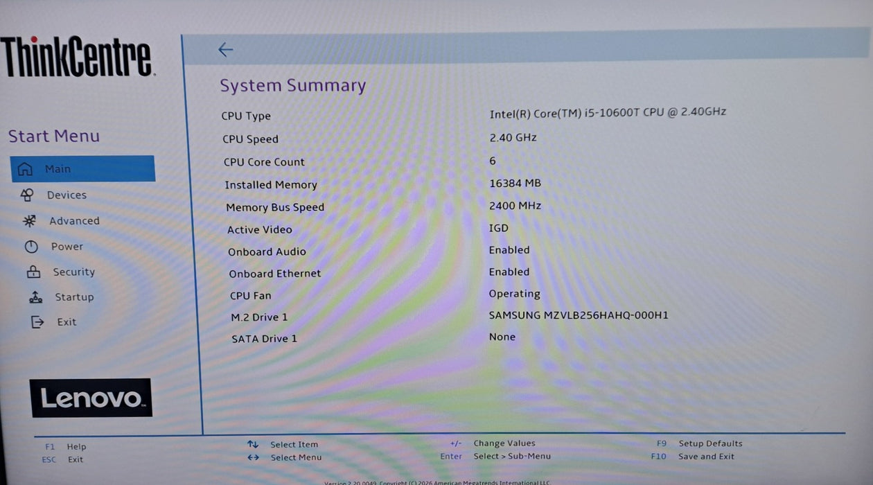 Lenovo ThinkCentre M70q - Core i5-10600T 2.40GHz 16GB RAM 256GB SSD
