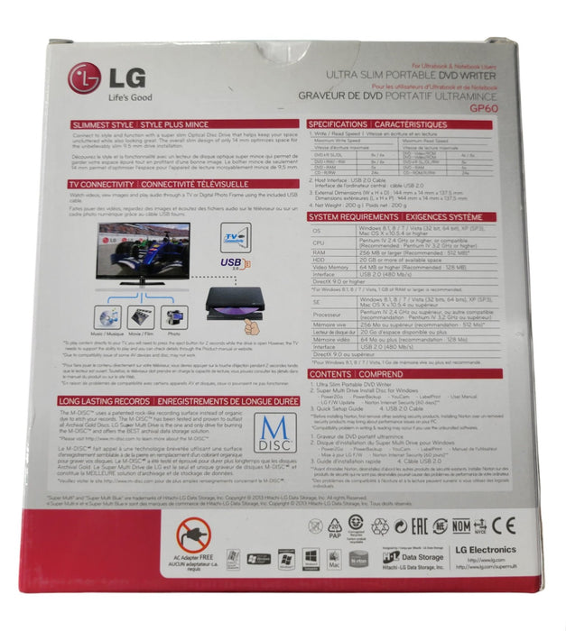 LG GP60NB50 - Ultra Slim Portable DVD Writer USB 2.0