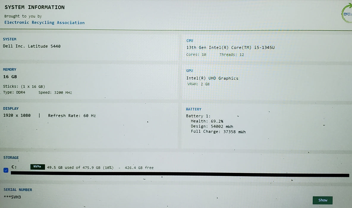 Dell Latitude 5440 i5-1345U 16GB RAM 512GB NVMe 14" FHD Iris Xe READ