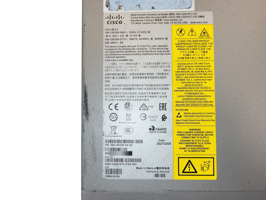 Cisco Nexus 93216TC-FX2 - 96x 10GBase-T 12x 100G QSFP28 Managed Switch