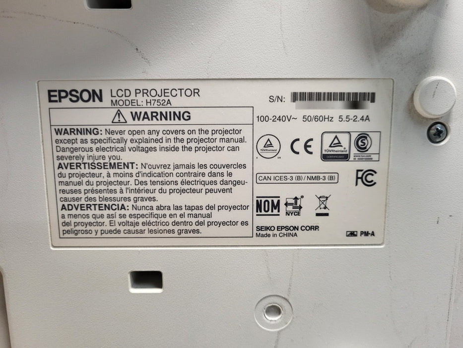 Epson Pro G7000W H752A WXGA 3LCD Projector - No Lens
