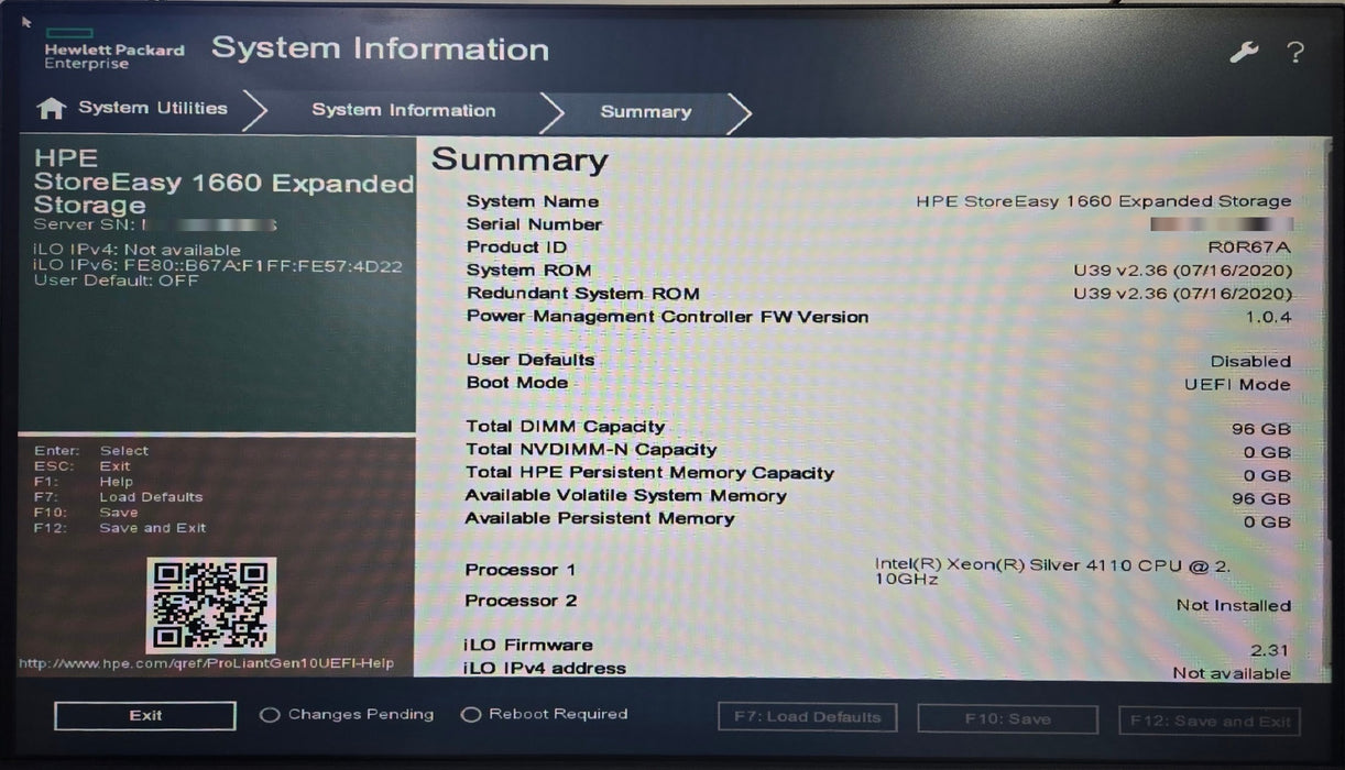 HPE StoreEasy 1660 Expanded Storage Server - Xeon Silver 4110, 96GB, P816i-a