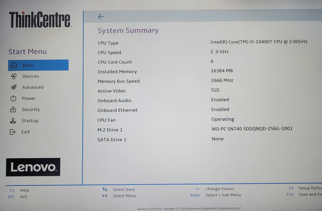 Lenovo ThinkCentre M70q, Core i5-10400T 2.00GHz 16GB RAM 256GB NVMe SSD Wi-Fi