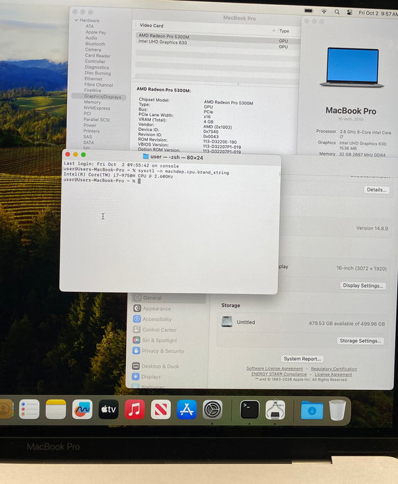 Apple MacBook Pro 16" 2019 i7-9750H Radeon Pro 5300M 32GB RAM 512GB SSD READ