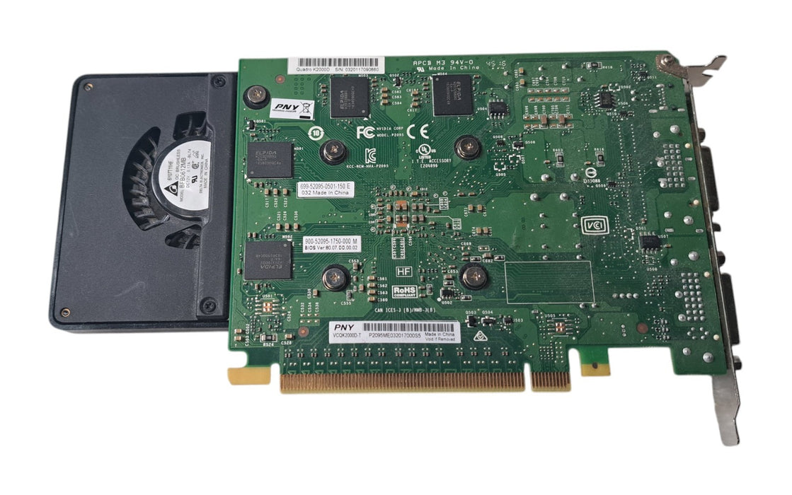 PNY NVIDIA Quadro K2000D - 2GB GDDR5 2x DVI 1x Mini DP PCIe Graphics Card