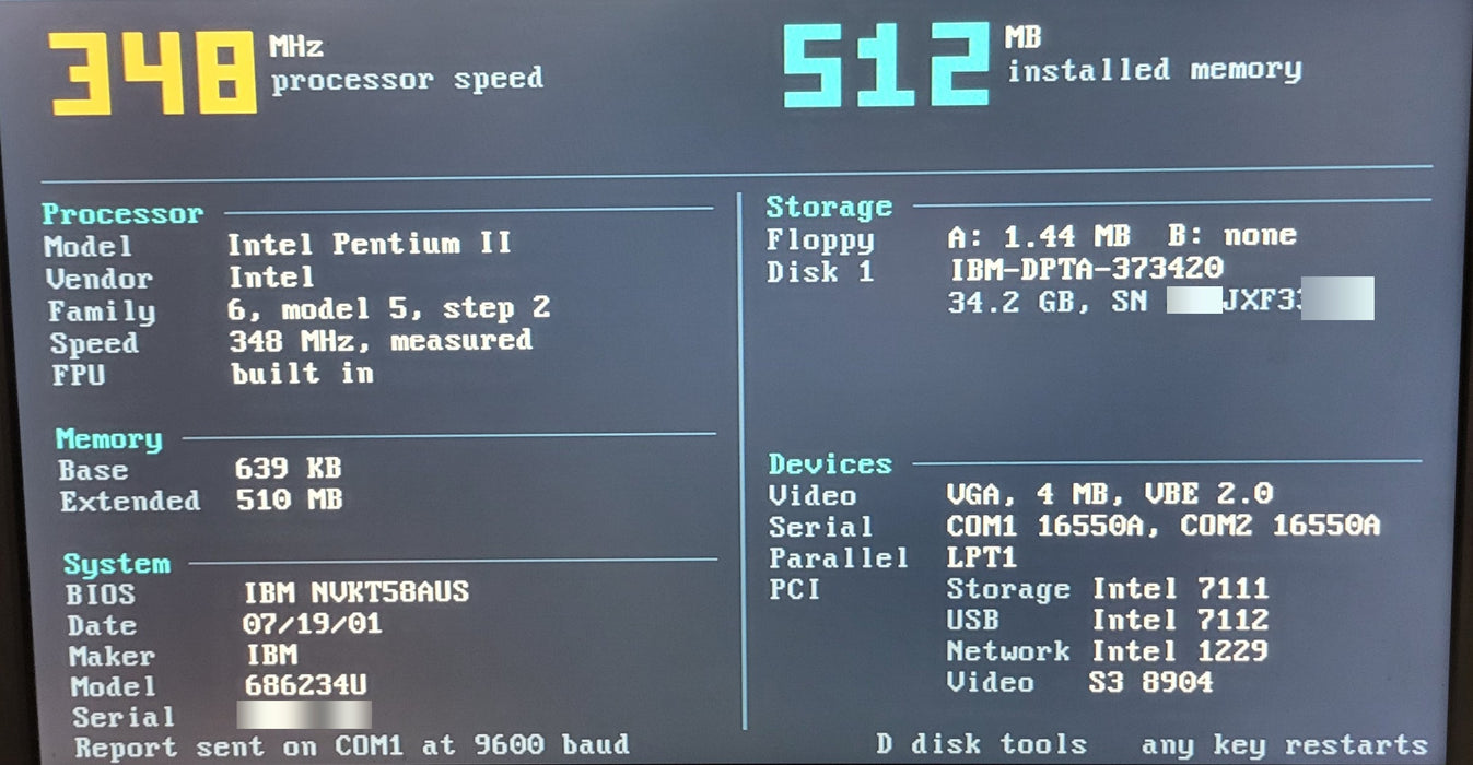 IBM Personal Computer 300PL 6862-34U - Pentium II 350MHz 512MB RAM 34GB HDD