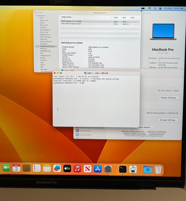 Apple MacBook Pro 16" 2019 i7-9750H Radeon Pro 5300M 32GB RAM 512GB SSD READ