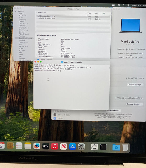 Apple MacBook Pro 16" 2019 i7-9750H Radeon Pro 5300M 32GB RAM 512GB SSD READ