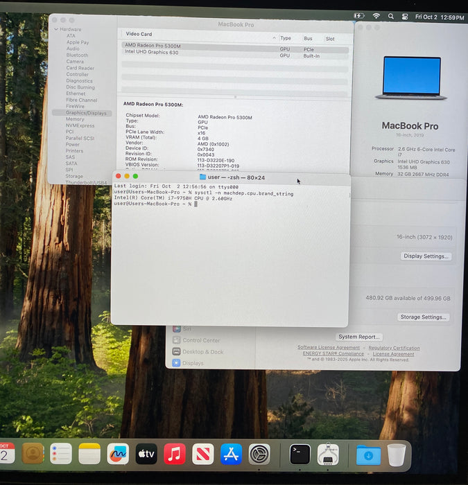 Apple MacBook Pro 16" 2019 i7-9750H Radeon Pro 5300M 32GB RAM 512GB SSD READ