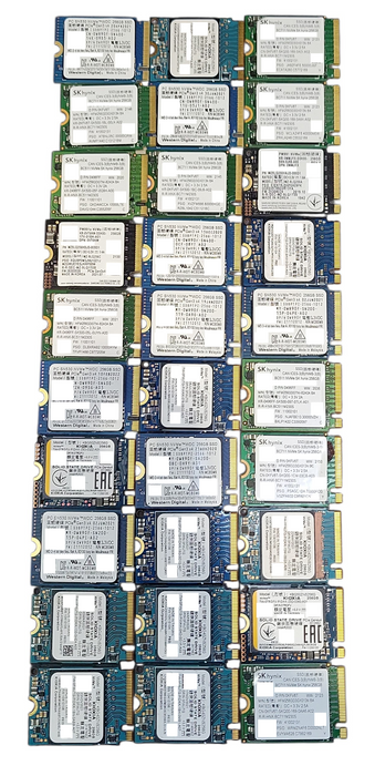 Lot 30x 250GB - 256GB m.2 NVMe 2230 SSD - Assorted Brands