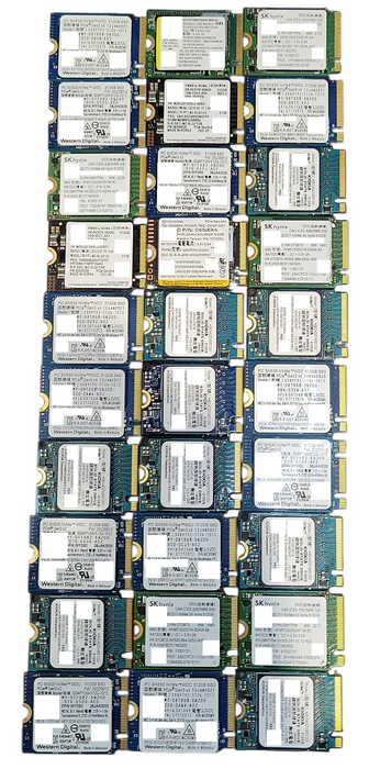 Lot 30x 500GB-512GB m.2 NVMe 2230 SSD - Assorted Brands