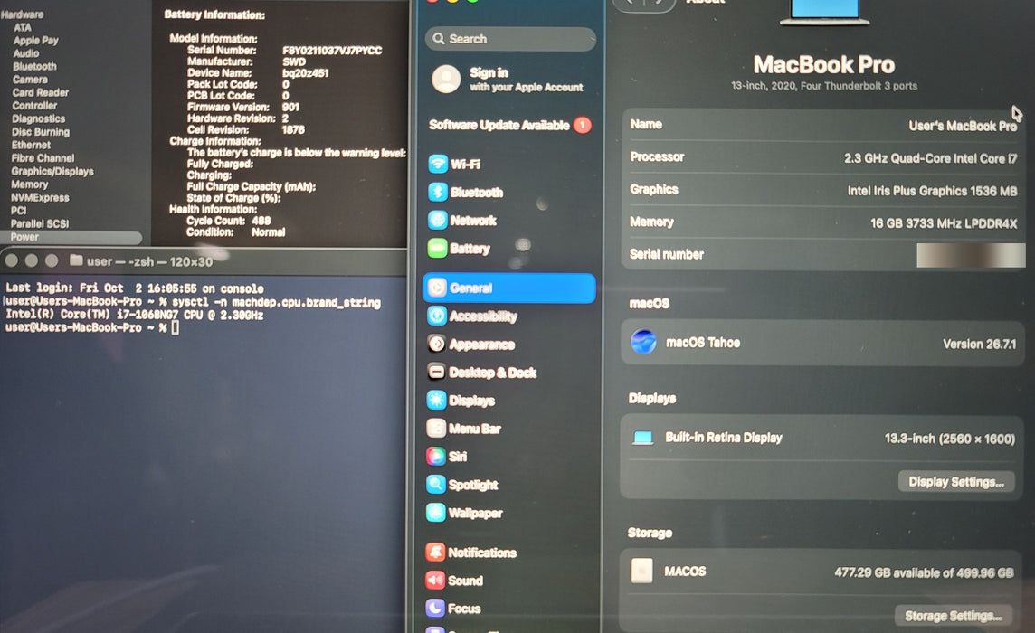 Apple MacBook Pro 13" 2020 A2251 i7-1068NG7 16GB RAM 500GB SSD READ NO ADAPTER