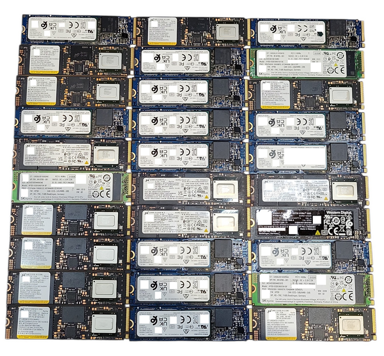 Lot 30x 512GB m.2 NVMe 2280 SSD - Assorted Brands