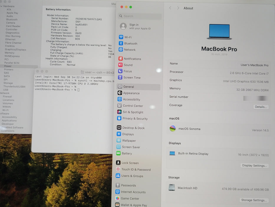 Apple MacBook Pro 16"2019 a2141- i7-9750H 32GB RAM 512GB SSD NO ADAPTER READ