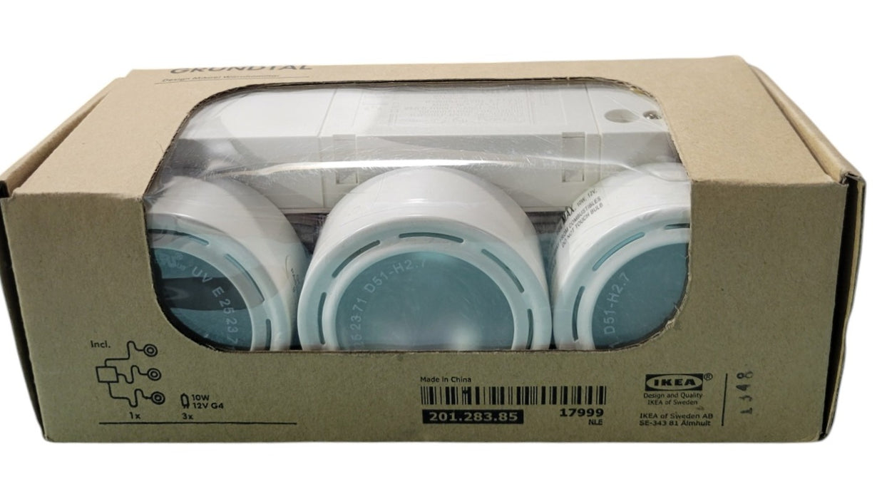 IKEA GRUNDTAL 201.283.85 - 3-Spotlight Under Cabinet Lighting Kit 10W 12V G4