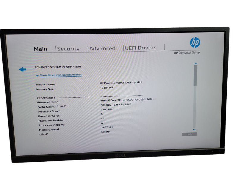 HP ProDesk 400 G5 Desktop Mini i5 - 9500T CPU @ 2.20GHz 16GB DDR4 Ram Î¸