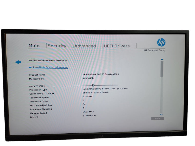 HP EliteDesk 800 G5 Desktop Mini i5 - 9500T CPU @ 2.20GHz 16GB DDR4 Ram Î¸