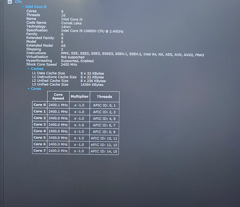 Dell XPS 15 9500 i9-10885H GTX1650Ti 4GB GPU 16GB RAM 256GB SSD No power Adapter