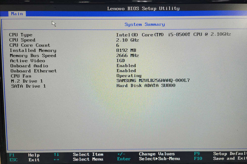 Lenovo ThinkCentre M920Q Intel i5-8500T @2.10GHz, 8GB RAM, 1.25TB SSD