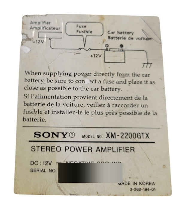 Sony Xplōd XM-2200GTX 2/1 Channel 1200W Car Stereo Power Amplifier (READ)
