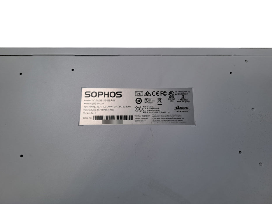 Sophos SG 210 Rev. 3 Security Appliance Firewall - 6x GbE 2x SFP 1U