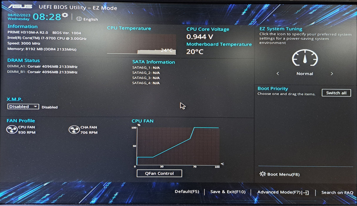 Custom PC - Asus PRIME H310M-A w/ Intel Core i7-9700, 8GB DDR4, 550W, No HDD