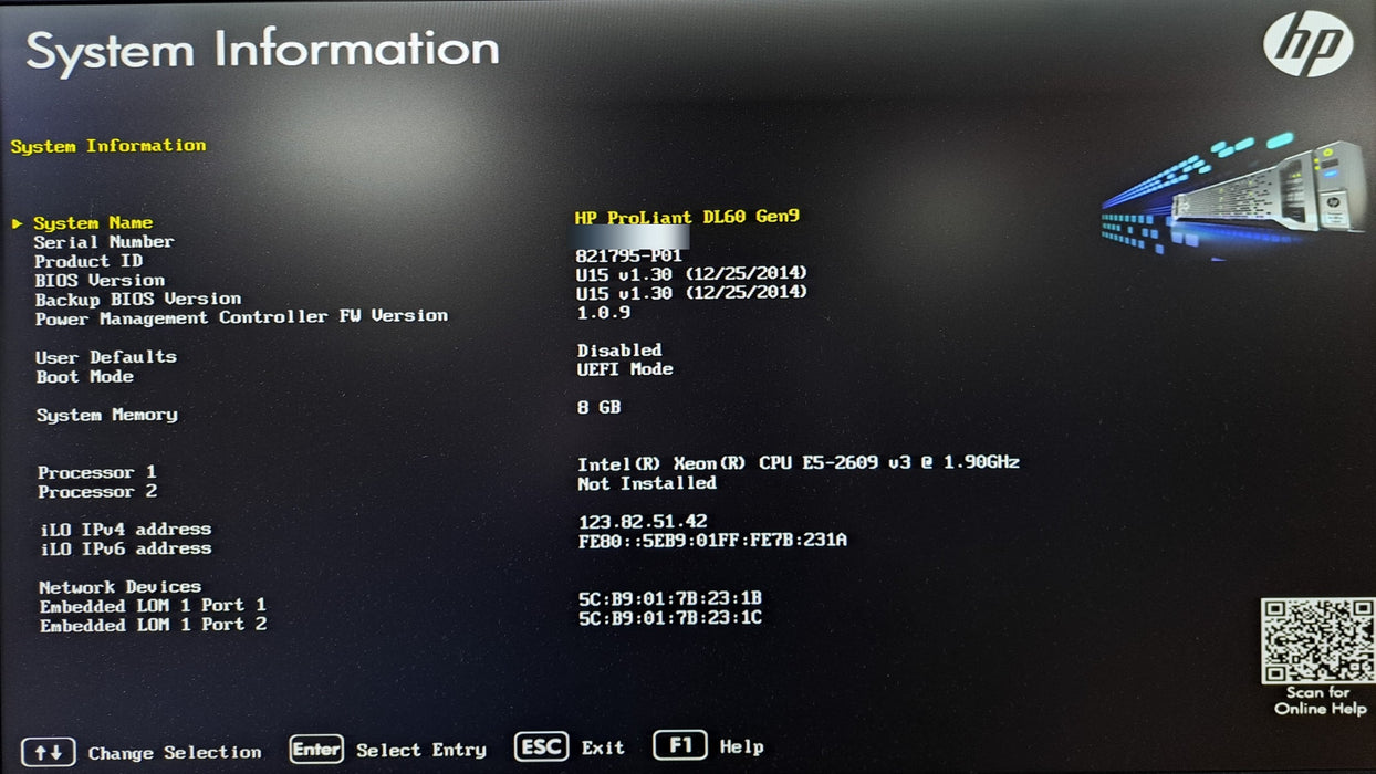 HP ProLiant DL60 Gen9 4x LFF Server - Xeon E5-2609 v3, 8GB DDR4, B140i, 1x PSU