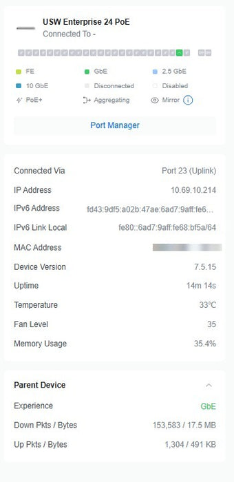 Ubiquiti UniFi Enterprise 24 PoE - 24-Port 2.5GbE PoE+ 2x 10G SFP+ Switch