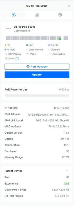 Ubiquiti UniFi Switch 48 500W US-48-500W 48-Port PoE+ Gigabit Switch