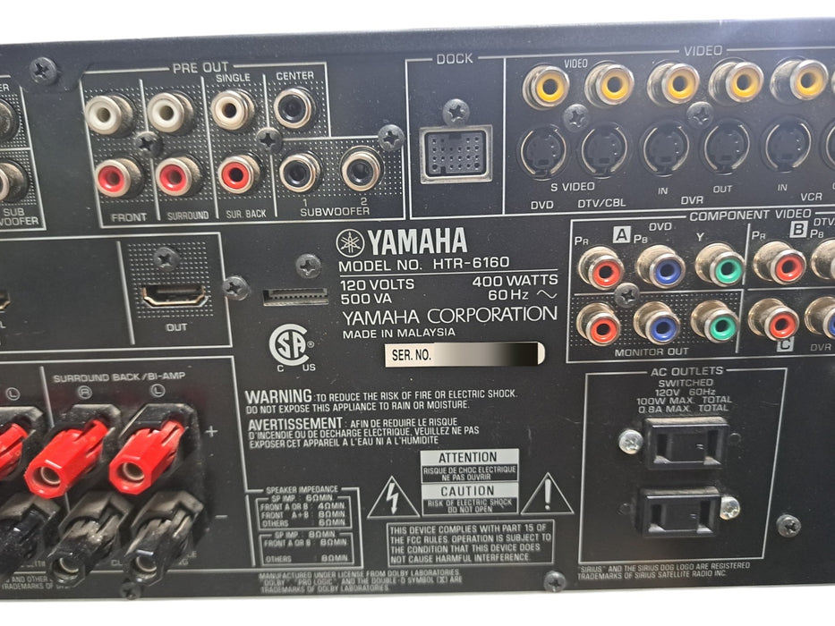 Yamaha HTR-6160 Natural Sound AV Receiver 7.1 Channel HDMI