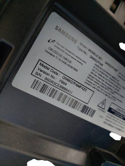 Samsung 65" Tv Model: QN65Q7FAMF Set with One Connect Box & Remote & Cables