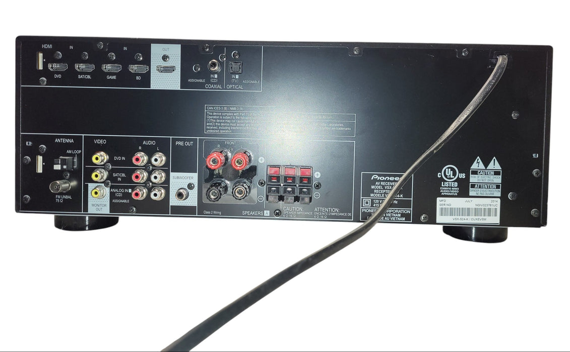 Pioneer VSX-524 - 5.1-Channel 140W AV Receiver 4K Pass-Through HDMI No remote