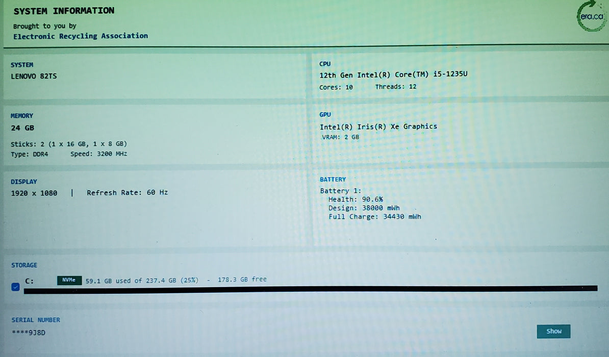 Lenovo V14 G3 IAP | i5-1235U 24GB RAM 256GB NVMe SSD