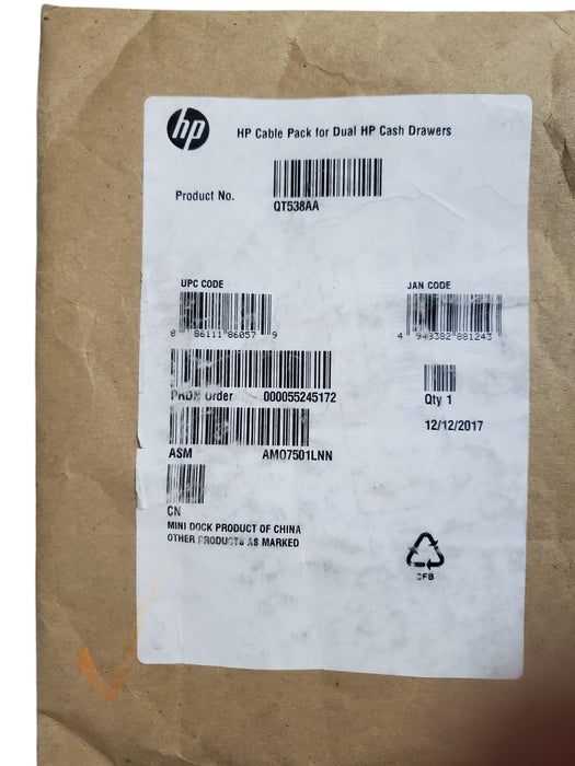 NEW - Lot 5x HP QT538AA Cable Pack for Dual HP Cash Drawers