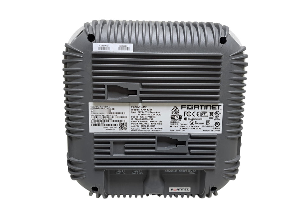 Fortinet FAP-431F-A FortiAP 431F 2.5GE Tri-Band Radio Wireless Access Point