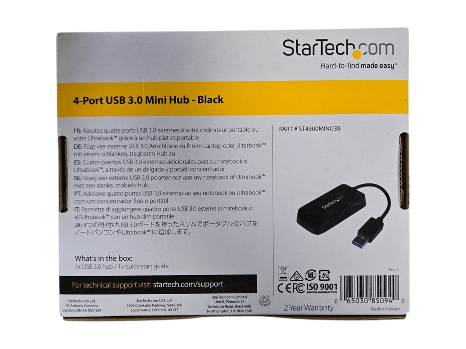 StarTech ST4300MINU3B - 4-Port USB 3.0 Mini Hub Black