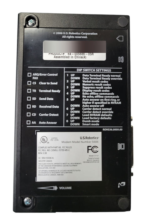 USRobotics 56K Faxmodem 5686 - External V.92 Serial Modem