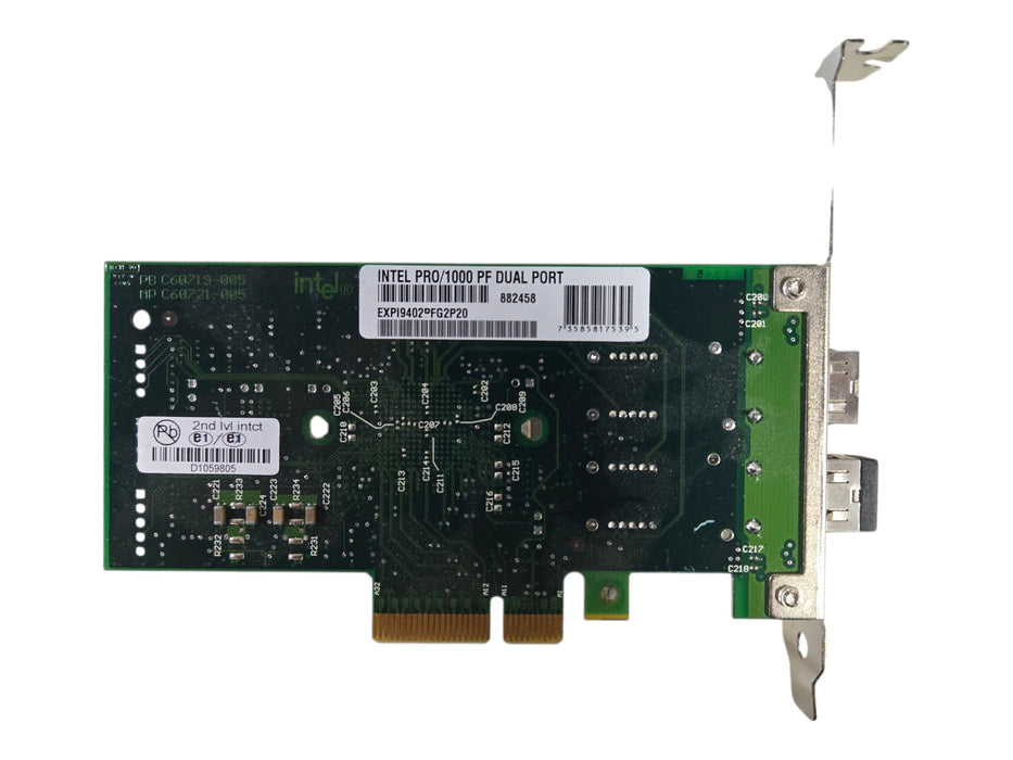 Intel PRO/1000 PF Dual Port Server Adapter - EXPI9402PFG2P20 PCI-e Fiber NIC
