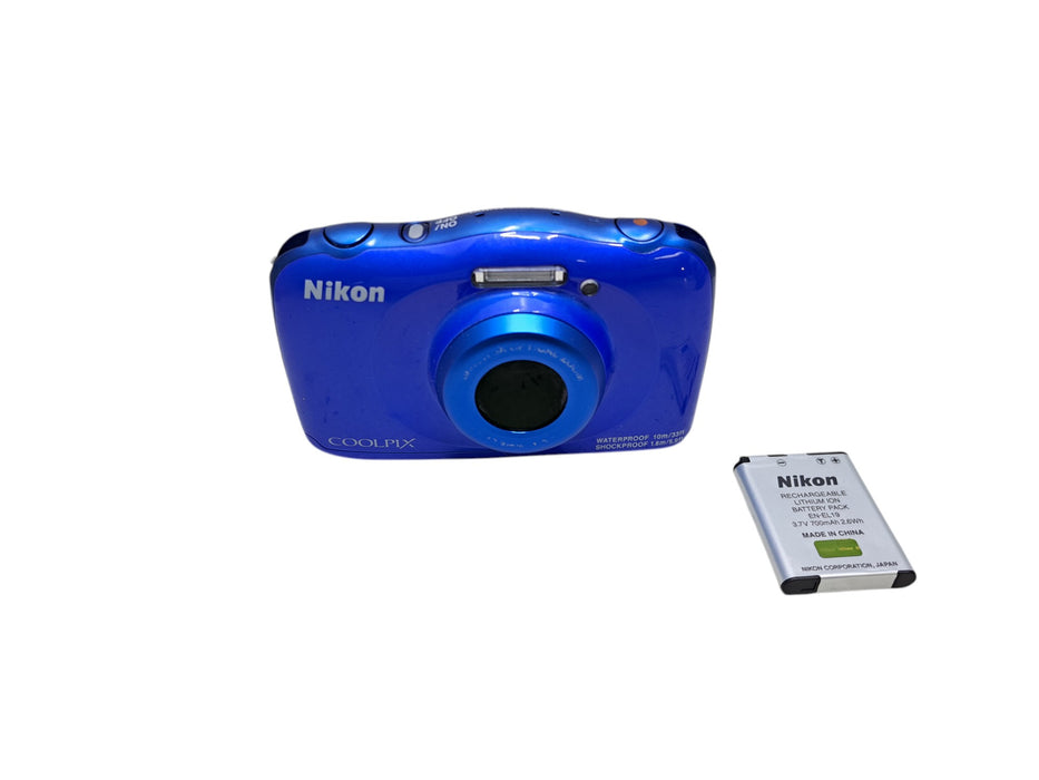 Nikon COOLPIX W100 Waterproof Shockproof Digital Camera - Blue w/ Battery