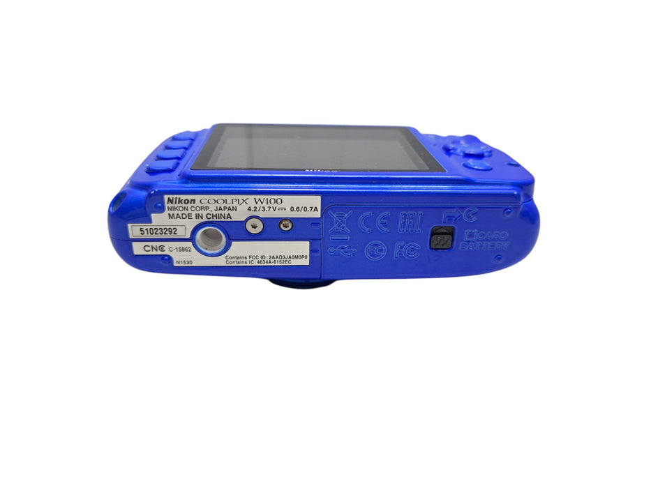 Nikon COOLPIX W100 Waterproof Shockproof Digital Camera - Blue w/ Battery