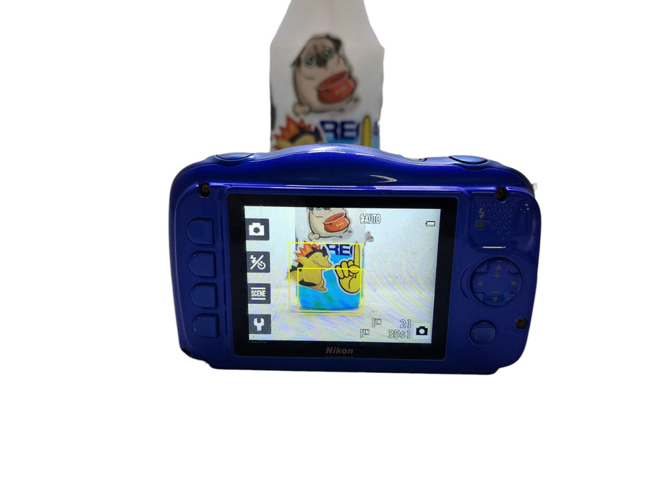 Nikon COOLPIX W100 Waterproof Shockproof Digital Camera - Blue w/ Battery
