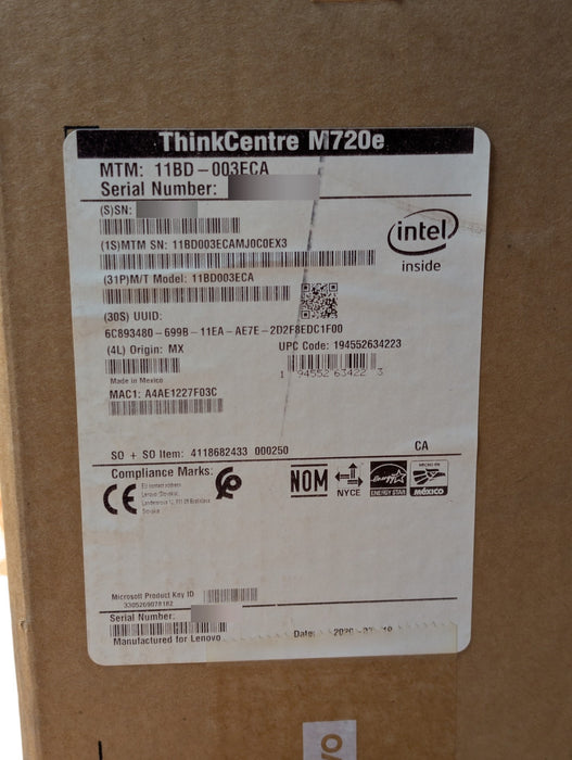 NEW Lenovo ThinkCentre M720e SFF PC Intel i5-9400 8GB RAM 1TB HDD